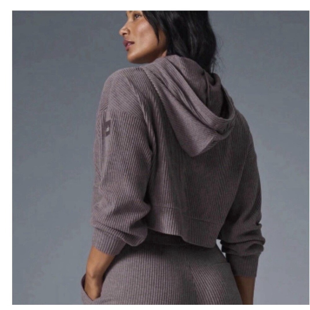 Alo Yoga Size XS Muse Hoodie Raisinette Heather Relaxed Knit Oversized